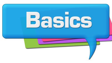 Wohnmobil - Basics weiße Schrift auf blauem Hintergrund
